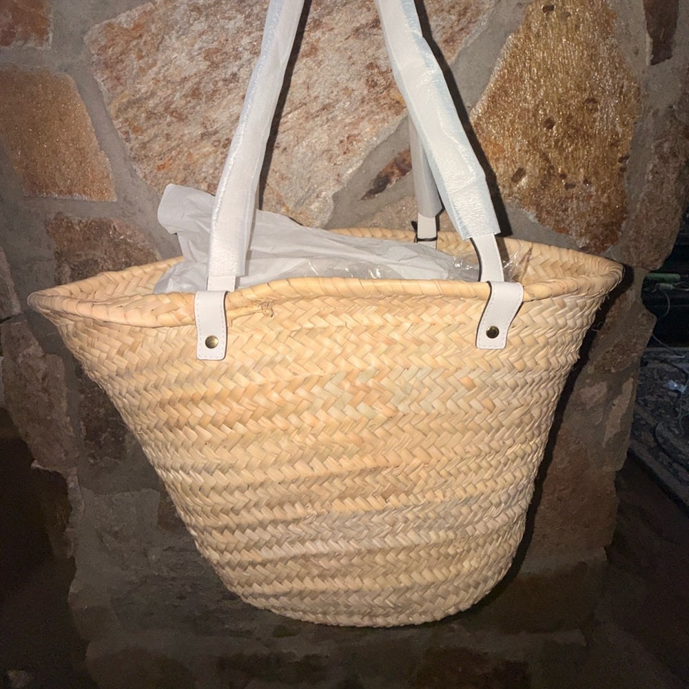 Versace Tan and White Straw Tote NWT BEACH BAG - Picture 5 of 11